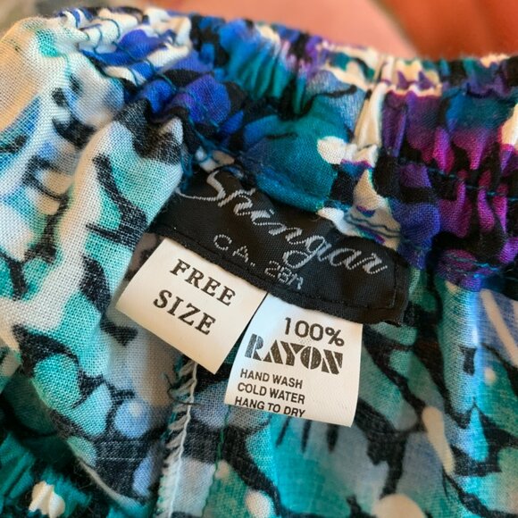 Ocean Fish Print Wide Leg Rayon Pants | Vintage Sea Witch Mermaid - Picture 7 of 7